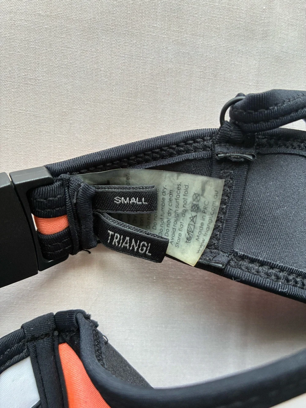 triangl swimwear Black Bikini Strap with Coral Accent